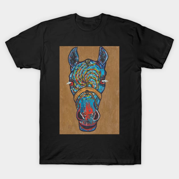 Blue spiral horse T-Shirt by deadblackpony